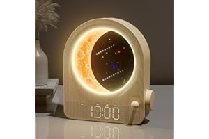 ‎BLONBAR blonbar Lichtwecker,Wecker & Mondlampe kombinieren,3 Stufige Helligkeit Nachtlicht Nachttischlampe mit Tageslicht,Wake-up Light, 10 natürliche Klänge,Dimmbarem Nachtlicht,Ideal für Schlafzimmer