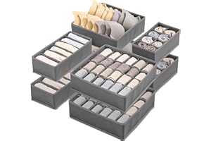 Yidaxing Organisateur de Tiroir Pliable, Lot de 8 Rangement Non-tissé pour sous-vètements Soutien-Gorges Chaussettes Boîte de Rangement à Compartiment Diviseurs Rangement Gain de Place -Gris Foncé
