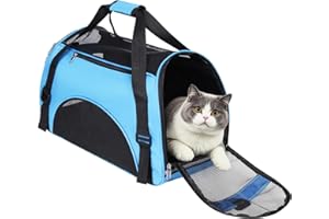 SIQITECH Hundetasche Netzgewebe Atmungsaktiv Katzentransportbox Faltbar Hundetragetasche Waschbar Matte Kleintiertasche Einstellbar Schultergurt Katzentasche Abnehmbar Transporttasche Hunde Katzen Welpen