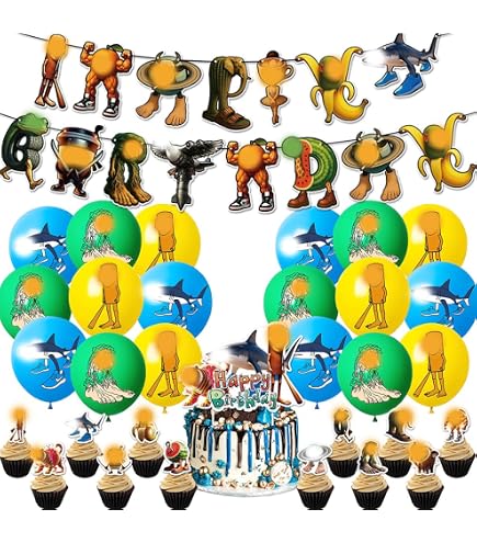 Kit Décoration Anniversaire Brainrot / Tung Sahur - Bannière, Ballons, Topper Gâteau, Décorations Cupcakes - Thème Animal