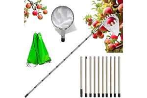 Forhandy Raccogli Frutta 4m Raccogli Frutta Telescopico Regolabile in Altezza Raccogli Fichi D'india, Raccogli Mele, Raccogli Fichi