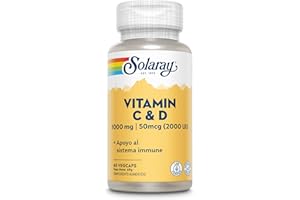 SOLARAY Vitamin C & D, 1000Mg C & 50Mcg D, Apto para Vegetarianos, Vegcaps 200 G, 60 Unidades