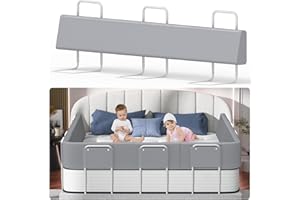 Kidsgigglz Bettgitter 180cm，Bettschutzgitter für Kinder，Rausfallschutz Bett，Baby Bettschutzgitter，Höhenverstellbar,Abnehmbarem und Waschbarer,DIY Verformbar Kinderbettgitter mit Schaumstofffüller,Grau