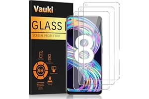 Vauki 3 sztuki folii ochronnej do Realme 8 4G / Realme 8 Pro, szkło ochronne, twardość 9H, Full Screen Ultra HD, folia ochronna na wyświetlacz bez pęcherzyków powietrza, odporna na zarysowania, ultra