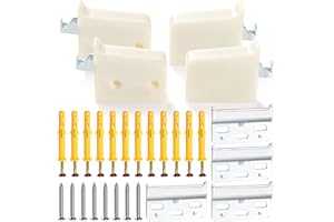 VooGenzek 4 Pièces Plaque de Suspension Murale pour Placard, Support d'armoire Suspendus pour Meubles, Fixation Murale de Meubles de Cuisine, Poids du Roulement 50kg, Couleur Crème