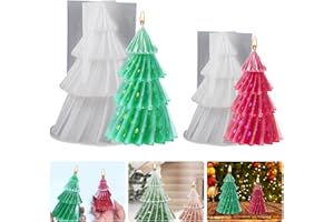 Gukasxi 2 moldes de silicona para velas de árbol de Navidad, para tartas de fondant, velas de aromaterapia, chocolate, jabón, resina epoxi para decoración navideña (estilo D)