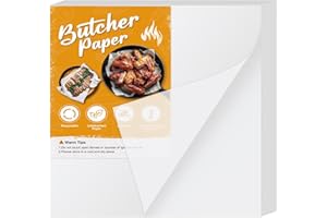 NEBURORA 60pcs White Butcher Paper Sheets, 12x12 Inch, Unwaxed, Uncoated, BPA Free, Phthalate Free, Ideal for Smoking Meats, Resting, Serving, Storing, Cooking