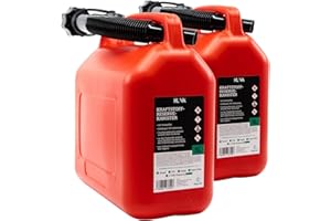 KOVA® 2 x 5 L petrol canisters, fuel canister with UN approval, perfect as diesel canister, spare canister, fuel canister, water canister, petrol canister, selection: 5L, 10L & 20L, red
