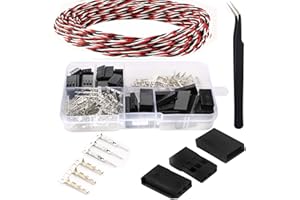RUNCCI-YUN (180Pcs) Conectores Jr Servo,Conectores Extension Servo,Dupont Conectores Kit,Dupont 3 Pin Terminales,2.54mm Carcasa del Conector para JR Futaba RC Accesorios