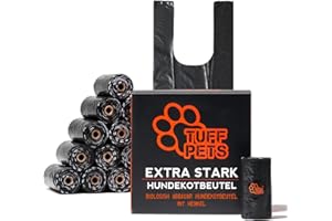 Tuff Pets Extra Stark Kotbeutel für Hunde mit Griffen | Hundekotbeutel Biologisch Abbaubar | Kotbeutel für Hunde Biologisch Abbaubar 50% dicker | Hundekotbeutel Maisstärke | 16 Rollen | 160 Beutel