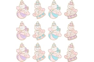 Stiesy 20 pcs 4 Styles White Cat Charms Pendants Enamel Pet Kitten Charms Cute Cat Playing with Drum Ball Charms for DIY Crafts Jewelry Making
