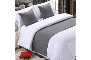 QRGMKL Corredor de Cama Premium para pie de Cama, Bufanda de Cama de Color sólido Colcha de Lino de algodón decoración del hogar Protector de Cama de Dormitorio-Dark Grey||2 Pillowcases(45X45cm)