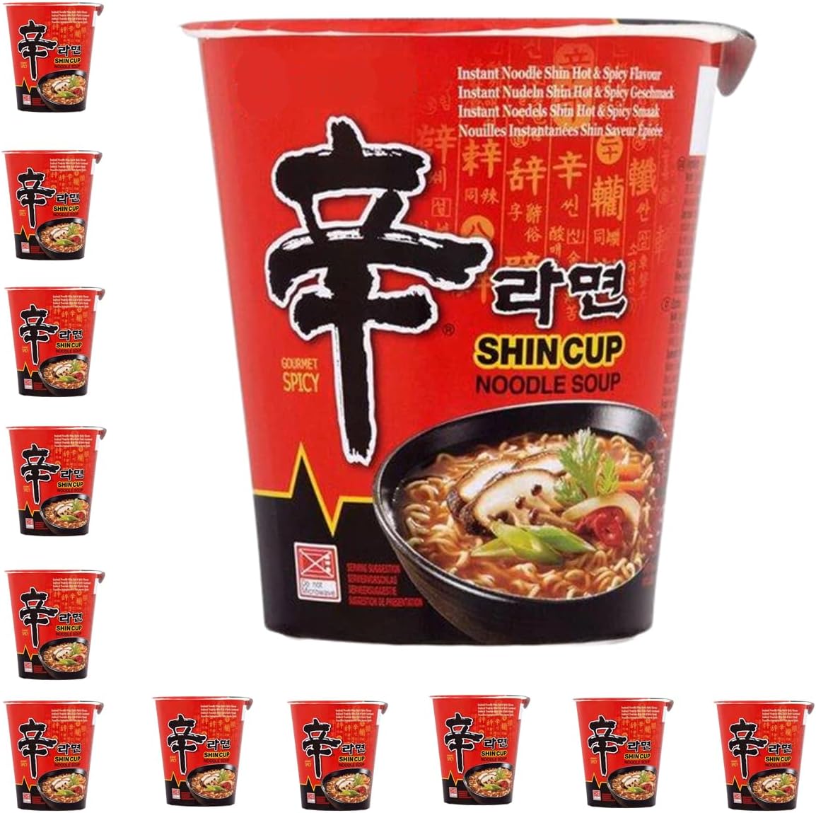 YIJIA | Pack 12 X 68g Ramen Coreano Cup Noodles | Shin Ramyun | Nong shim