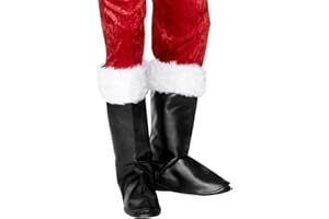 Smiffys Stiefelüberzüge Weihnachtsmann, Schwarz, mit Fell Halloween