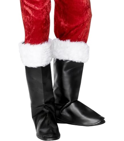 Smiffys Couvre-Chaussures Père Noël Adulte - Bottes Fourrées Noires Uni Pour Déguisement Festif