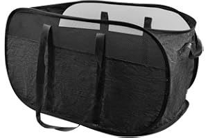 DAELESR Pop-Up-Wäschekorb mit Griff, 36 x 36 x 58 cm, faltbar, aus Netzstoff, Aufbewahrungskorb für Badezimmer, Schlafzimmer, Waschküche, Reise (schwarz)