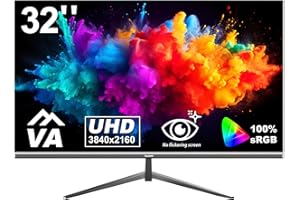 Gawfolk 32 inch 4K PC Monitor, UHD 3840 x 2160p 60HZ Computer Monitors VA Screen for Home & Office, Support HDMI 2.0, DP 1.4