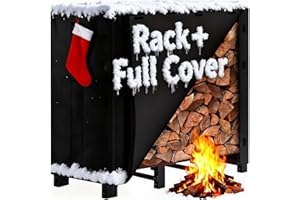 AMAGABELI GARDEN & HOME Amagabeli 1.2m Firewood Rack with Cover - Heavy-Duty Steel Log Store for Gardens & Patios, Large Capacity (122 x 122 x 36cm) Storage, Waterproof 600D Oxford Roof