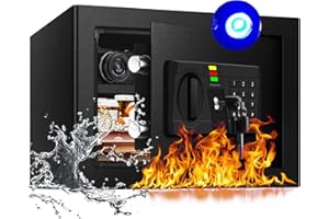 AltiKeep Elektronischer Tresor mit LED-Beleuchtung und Digitaltastatur, 28L Feuersicherer Safe für Zuhause, Büro, Hotel – Inklusive A4-Dokumentenbeutel und Wandmontage-Set (35x25x25cm)