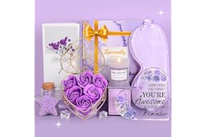 COYBTO Regalos de Cumpleaños para Mujeres, Baño Set De Regalo Mujer con Vela perfumada Sales de Baño, Placa de Acrílico Regalos para Mujeres, Regalos de Cumpleaños para Esposa, Amante, Mamá, Amigos (Morado)