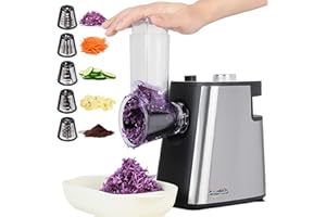 Anatole Affetta Verdure Elettrico Grattugia per Formaggio Carote Acciaio Inox 250W Taglia Verdure Professionale Spiralizzatore da Cucina Multifunzionalecon 5 Lame 220V Spina UE