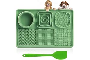Binggunyo 2 Stück Schleckmatte Hund，Silikon Schleckmatte für Hunde mit 1 Silikon Spatel, Slow Feeder Hunde Leckmatte,Schleckmatte Katze für Hundebaden, Trainieren, Fellpflege & Klauenpflege (Grün)