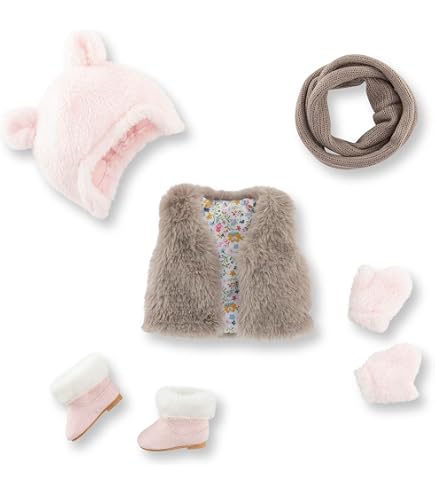 Corolle Petals Of Hearts Pink Coat For 36cm Big Dolls - Soft Velcro Winter Outfit, Age 2+
