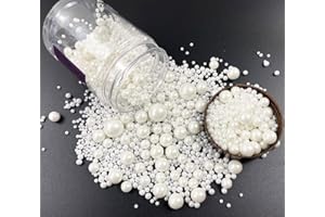 SONSMER Edible Pearl Sugar Sprinkles White Candy 120g/ 4.2oz Mix Size Christmas Baking for Cake Decorations Cupcake Toppers Cookie Decorating Ice Cream Toppings Celebrations Shaker Jar Wedding Shower Party