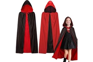 Winwild Doppelseitig Umhang mit Kapuze,80/100/120cm Vampir Umhang Kinder,Halloween Vampir Kostüm Dracula Umhang Vampire Cape Rot Schwarzer Umhang Halloween Kostüm Karneval Cosplay Junge Mädchen