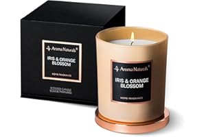 Aroma Naturals Świece zapachowe, naturalne świece z wosku sojowego, prezent dekoracyjny do domu, czas palenia 35 godzin (irys i kwiat pomarańczy)