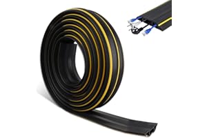 FWEEK 5M Floor Cable Cover 3 Cord Channels Floor Cable Protector Heavy Duty Rubber Cable Protector Wire Covers for Office, Home, Warehouse, Garage
