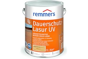 Remmers Dauerschutz-Lasur UV farblos, 5 Liter, Dekorative Medium-Solid-Lasur für Außen, auch für helle Farbtöne und farblos UV+, wetterbeständig