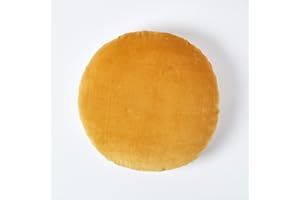 HOMESCAPES Cuscino rotondo 40 cm in puro cotone morbido tinta unita giallo senape, decorazione divano o poltrona