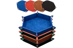 SIQUK 4 szt. Składany talerz kości PU i aksamitna taca na kości do gier planszowych DND, RGP, królewski niebieski, pomarańczowy, wielbłąd i czarny