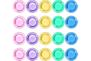 Meetory 20X Magnets for Whiteboard - 30 mm Whiteboard Magnets Round Plastic Magnetic Buttons, Magnetic Whiteboard Magnets, Fridge Whiteboard Magnetic Button for School Office Home, 5 Assorted Colors