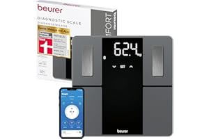 ‎BEURER Beurer BF 500 Personenwaage mit Bluetooth und App, digitale Körperfettwaage mit 180 kg Tragkraft, Analysewaage zur Messung von Körperfett, Muskelanteil, Kalorienbedarf etc., XL-Display