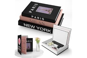 Omtofo 3 Piezas Libros Decorativos, Cajas de Almacenamiento med Libros Falsos Apilables para Decoración del Hogar, Estantería