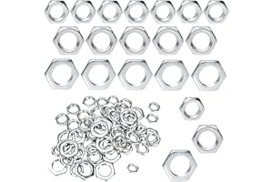 QIQN Lot de 60 Écrou Hexagonal Plat M8 M10 M12 Ecrou Hexagonal Bas Plaqué Zinc Écrou Fin pour Fixer les Vis et Boulons avec Filetage Fin (M8/M10/M12)