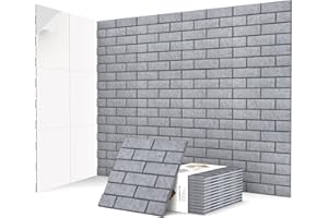JBER 12 Stück Akustikpaneele Selbstklebend, Ziegel-Schallschutzplatten, Hochdichte Akustikwandpaneele für Aufnahmestudios, Spielzimmer, Zuhause, Büro, 30 x 30 x 1 cm, Grau