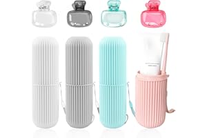 Pmueuff Etui Brosse a Dent Voyage, 4 Pièces Protege Brosse a Dent avec Protection Brosses à Dents, Portable Boite Brosse a Dents Voyage, pour Les Voyages à Domicile, Le Camping et la Randonnée