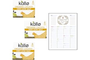 THINK OUTSIDE THE GIFT Very Low Salt Chicken Stock Cubes Bundle which Contains Kallo Chicken Cubes 48g - Pack of 3 with Grocery List Card