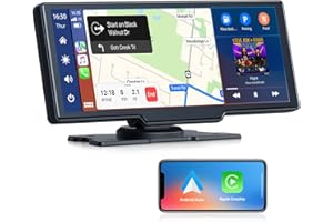 EYETOO Wireless Car Stereo for Apple Carplay & Android Auto, 10" Touchscreen Portable Car Radio Receiver, Hands-Free Calling, Bluetooth 5.0, Siri, Google, AUX/FM, GPS Navigation, Airplay, for All Cars