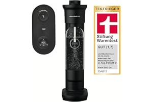 GROHE Blue Fizz Advanced Water Carbonator (CO₂ Level Display, 3 Adjustable CO2 Levels Preset, BPA-Free Water Bottle 850ml, Built-In Rechargeable Battery with USB-C Charging Cable), Black, 31947K00