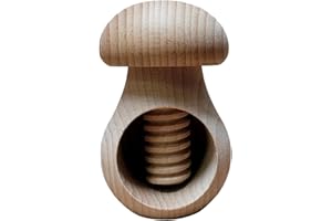 WOODEN WORLD Casse-noix en bois de hêtre naturel en forme de champignon - Très solide - Cadeau de Noël idéal - Bois brut - Non peint