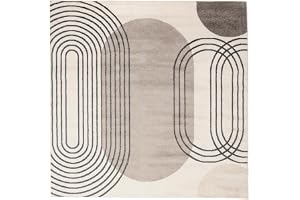 RugVista Amphi Matta, 200 x 200 cm, Grå/Taupe | Moderna, Kvadratisk, Medellång lugg, Endast kemtvätt, Oeko-Tex 100