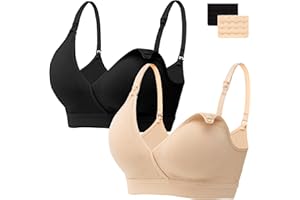 HBselect 2 PCS Reggiseno Allattamento con Estensione Reggiseno Bra Donna Morbido e Traspirante Reggiseno Senza Ferretto e Senza Cuciture