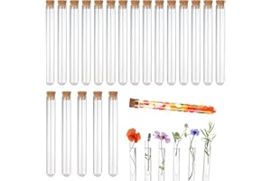 JIANGLIN Probówki z korkiem, 20 sztuk, przezroczyste butelki na popiół, 16 x 150 mm, probówki na wesela, kwiaty, sole do kąpieli, stół laboratoryjny, dekoracja domu