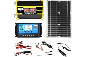 CORLYSE Kit De Panneaux Solaires 4000W, Kit D'onduleur Solaire Portable Léger, avec Contrôleur Solaire 30A, Système d'alimentation Solaire Complet pour Maison, Abri, Ferme, Camping-Car, Bateaux,Black