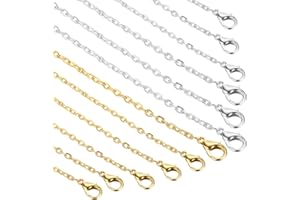 sourcing map 20 Pack 18 Inch Necklace Chains Bulk 2mm Gold and Silver Plated Cable Chains with Lobster Clasps for Jewelry Making