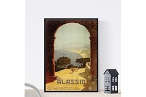 Nacnic Vintage Poster Vintage poster of France and Italy. Alassio travels. A3 size